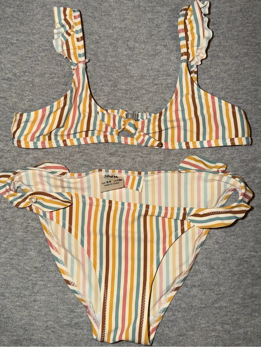 Zara Girls Striped Two-Piece Swim Set in Multicolor